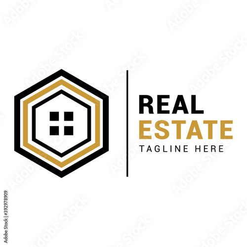 Simple abstract home real estate logo icon vector template.