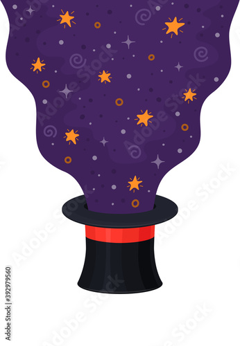 Magician's cylindrical hat on white background. Wizard cap.