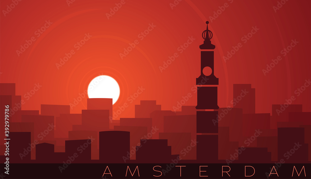 Amsterdam Low Sun Skyline Scene