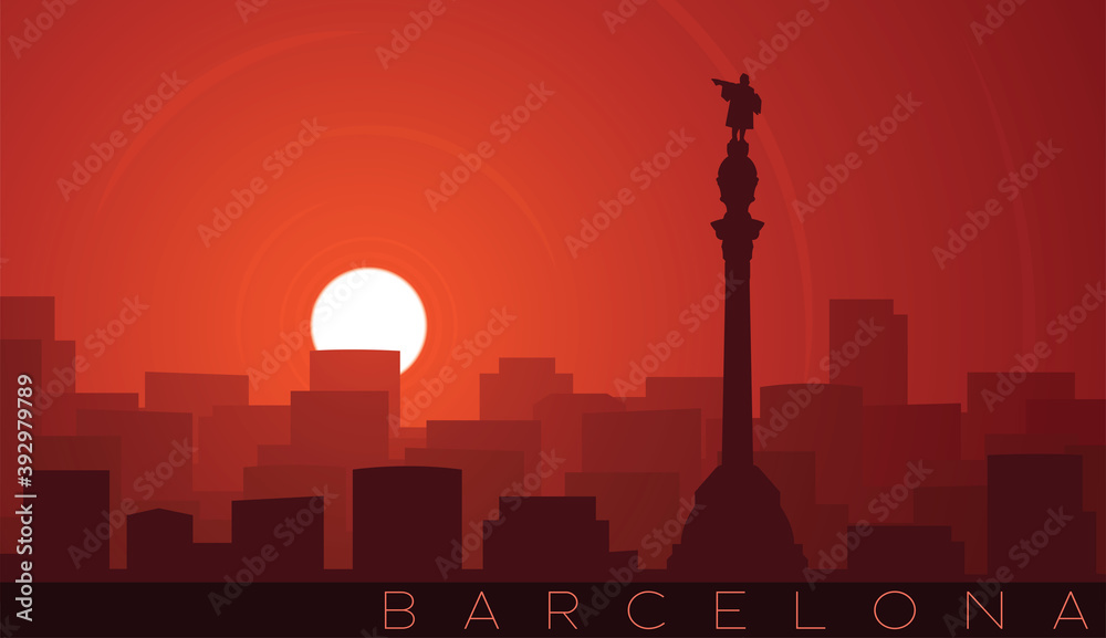 Barcelona Low Sun Skyline Scene