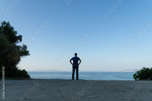 silhouette of a man on the beach