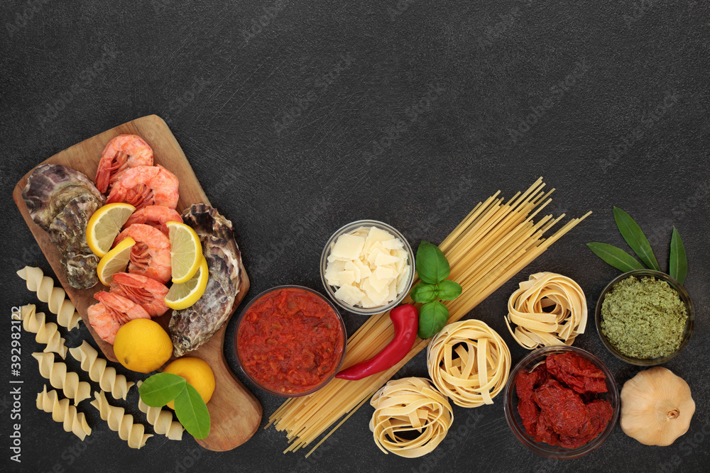 Healthy Italian balanced diet food with foods high in antioxidants