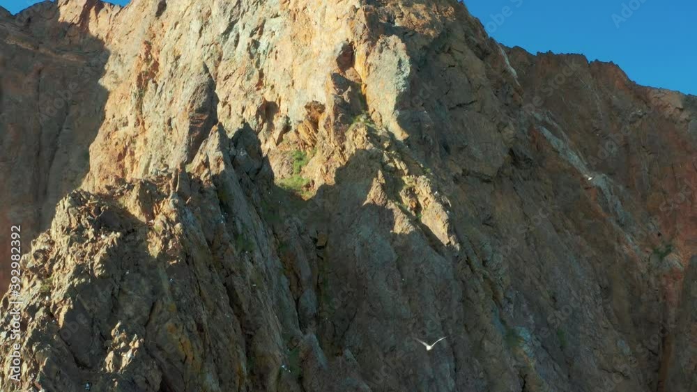 Video filming of abrupt mountain rocks and beautiful picturesquely gorges. 