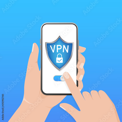 Secure VPN connection concept. Virtual private network connectivity overview. Safety internet technology, data secure. 3d icon with vpn for concept design.