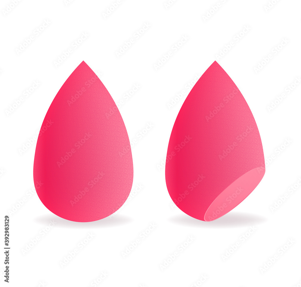 Modern illustration with colorful beauty blender up on soft white background. Modern vector illustration.