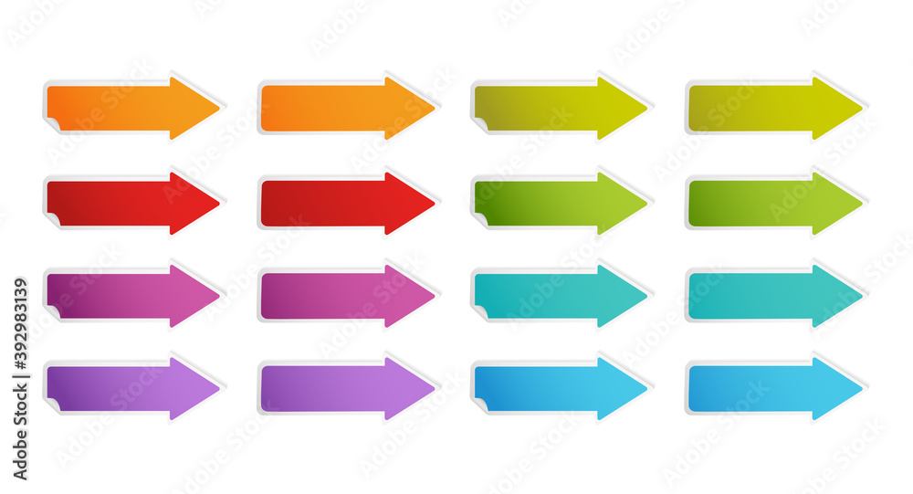 Set with colorful arrow sticky set on yellow background for web design. Pointer icon. Design element. Set with colorful arrow sticky set on yellow background for web design. Pointer icon. Design element.