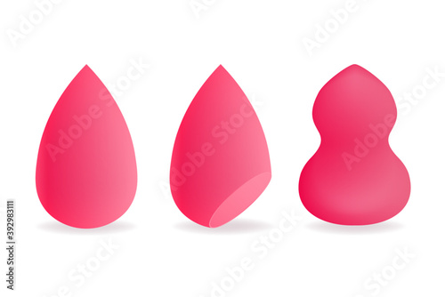 Modern illustration with colorful beauty blender up on soft white background. Modern vector illustration.