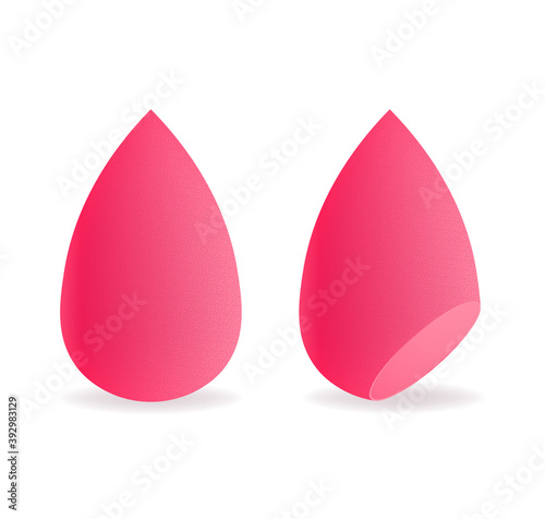 Modern illustration with colorful beauty blender up on soft white background. Modern vector illustration.