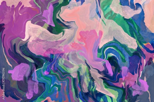 Abstract swirl marble paint fluid movement background of vibrant colors  inks  flowing paints.