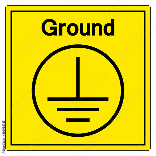 Protective Earth (Ground) Symbol Sign, Vector Illustration, Isolate On White Background Label. EPS10