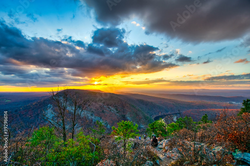 A View of the Sunset From the Peak at Mount Tammany at the Delaware Water Gap
