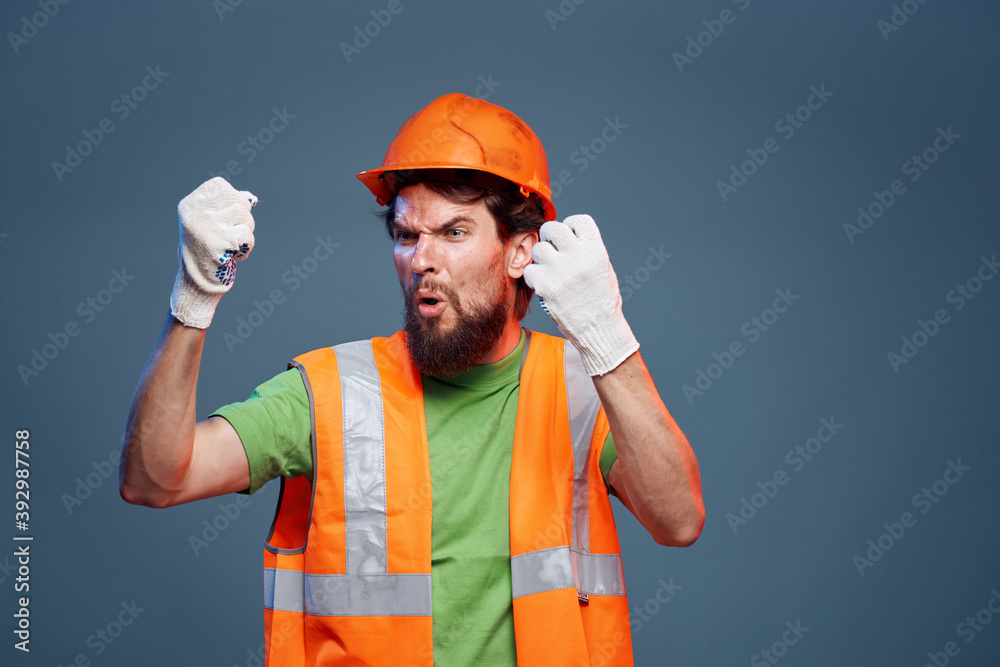 worker male construction uniform emotions cropped view industry professional worker male construction uniform emotions cropped view industry professional
