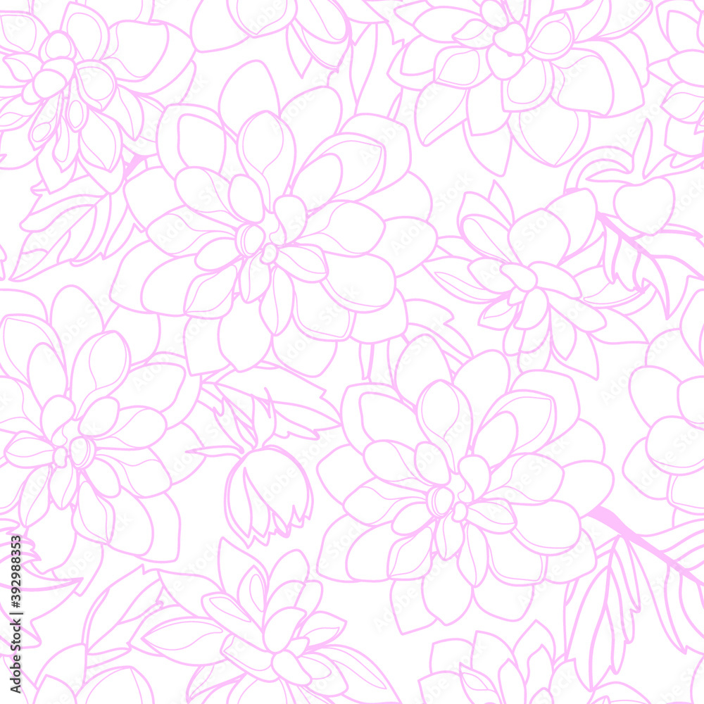 seamless pattern with pink flowers