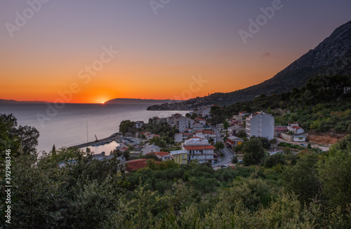 Sunset in Zivogosce. Dalmatia, Croatia. September 2020
