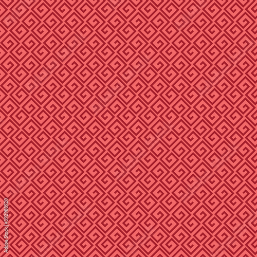 Red geometric design. allover Greek Key design