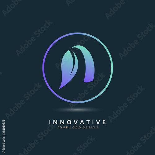 Letter N with leaf icon yoga logo design, symbol vector illustration design template