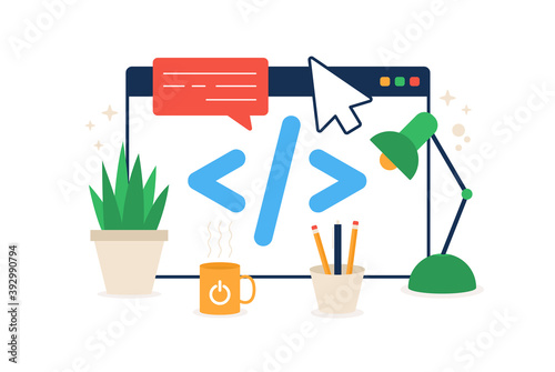 code in the browser icon. Element of cyber security icon for mobile concept and web apps. Colored code in the browser icon can be used for web and mobile vector flat illustration
