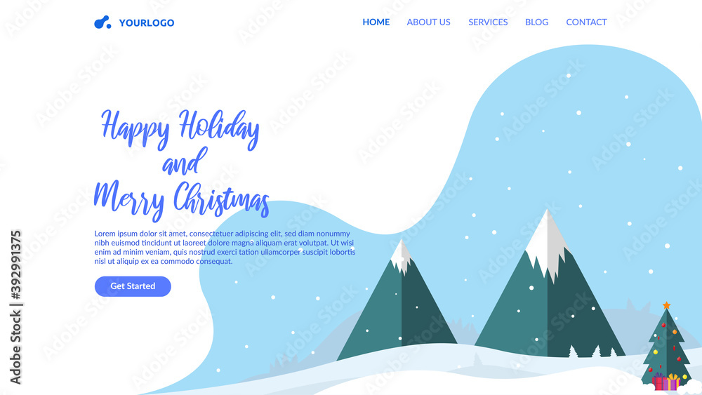 Christmas theme flat landing page, suitable for landing page, website, presentation background.