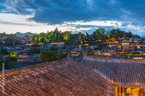 Blue night view of Dayan Flower Alley, Dayan Ancient Town, Lijiang, Yunnan