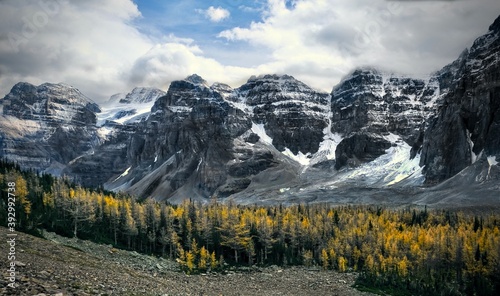 Valley of Ten Peaks in Canadian Rocky Mountains. Autumn in Banff National Park. Alberta. Canada 