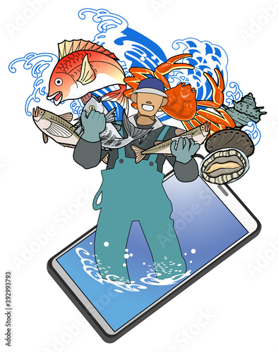 スマートフォンを利用した海鮮の直販