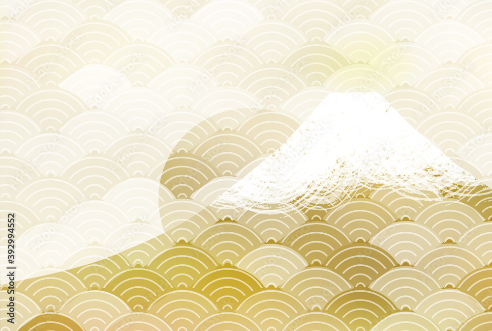 Naklejka premium 富士山 和柄 年賀状 背景