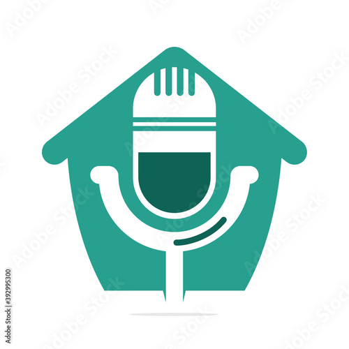 Podcast home vector logo design. Studio home logo concept design.