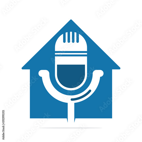 Podcast home vector logo design. Studio home logo concept design.