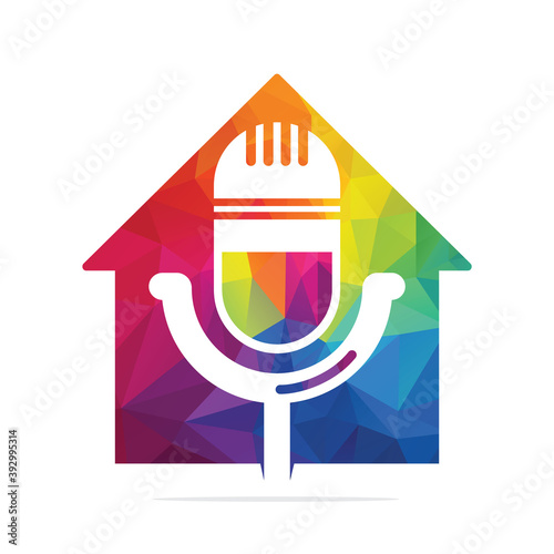 Podcast home vector logo design. Studio home logo concept design.