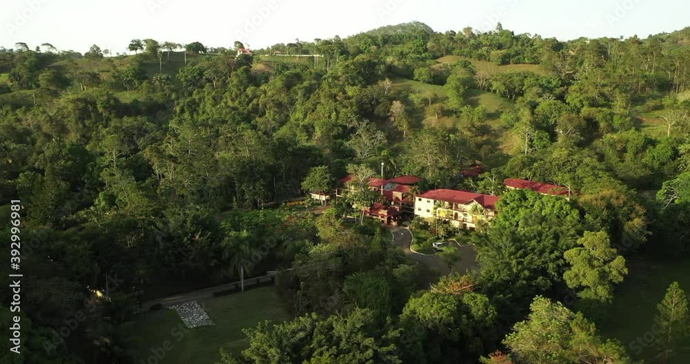 Amazing low-altitude drone shot overlooking the natural landscape at the Hotel Gran Jimenoa, Jarabacoa Dominican Republic, Amazing low-altitude drone shot overlooking the natural landscape at the Hotel Gran Jimenoa, Jarabacoa Dominican Republic,