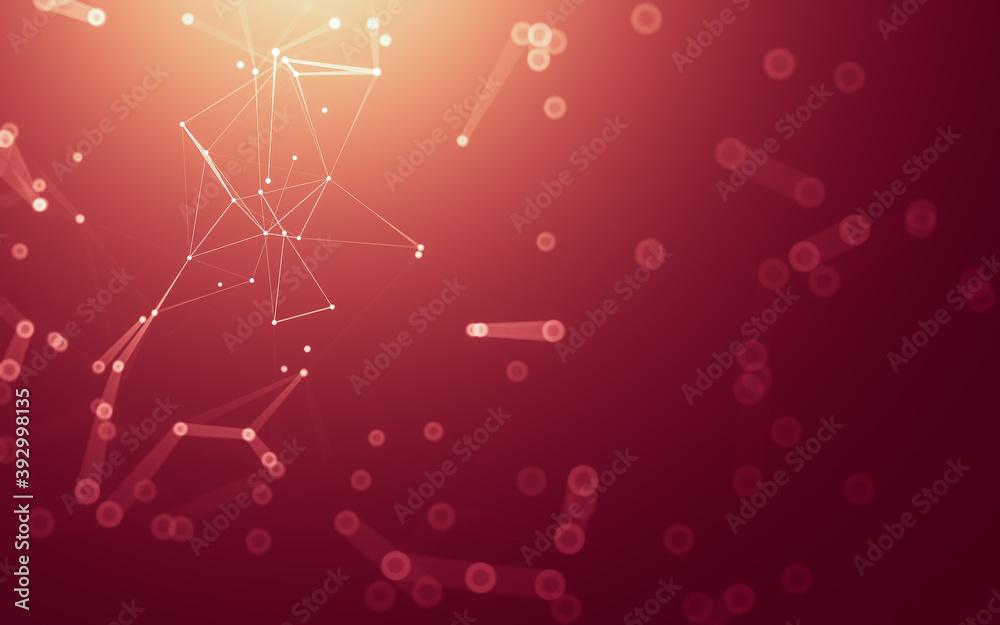 Abstract background. Molecules technology with polygonal shapes, connecting dots and lines. Connection structure. Big data visualization.