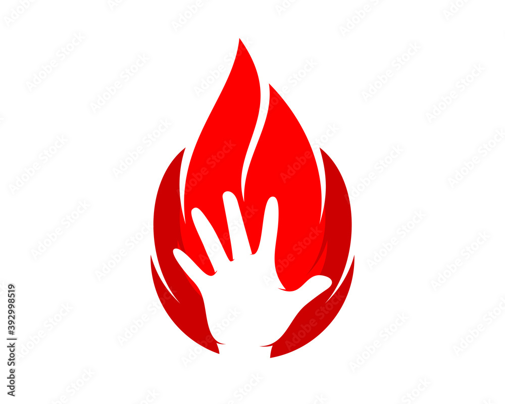 Helping hands inside the fire flame Helping hands inside the fire flame