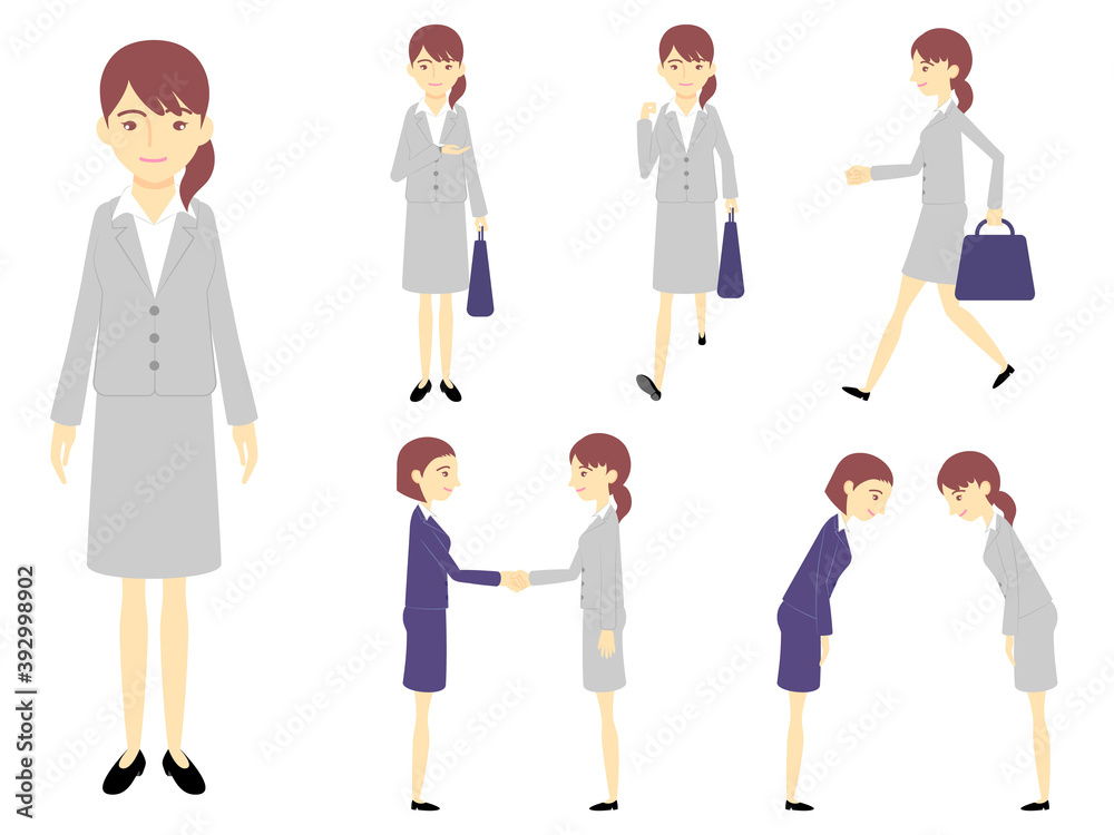 サラリーマンのポーズ集（女性）／Office worker pose collection (female)