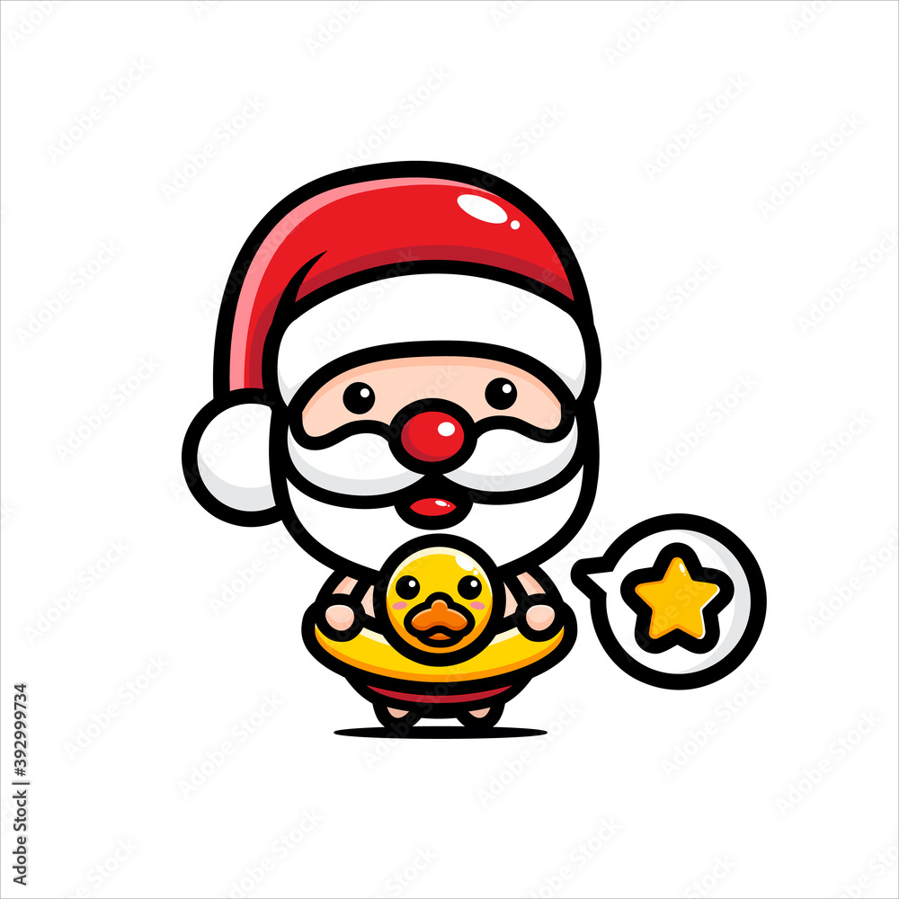 the cute santa claus character uses a rubber duck float the cute santa claus character uses a rubber duck float