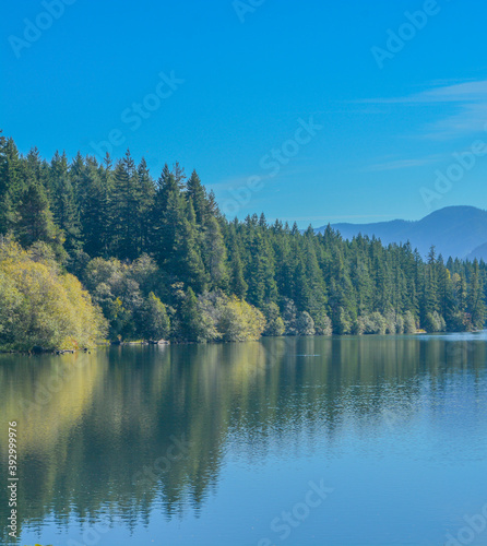 Beautiful view of Lake Easton in the Cascades Mountains of the Pacific Northwest, Washington