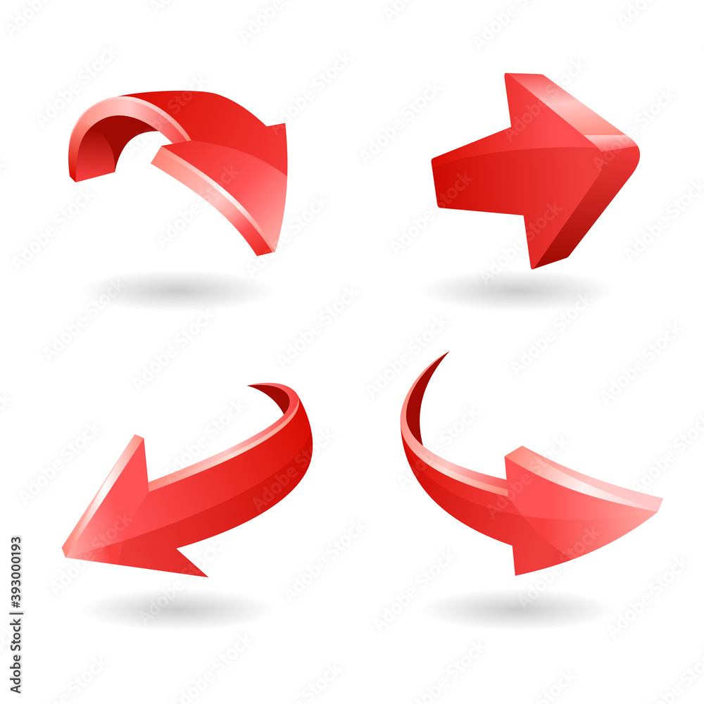 Vector illustration of 3D shapes of arrows. Suitable for design elements from infographics, goal planning, and three-dimensional objects. 3D red glossy arrow icon set. Vector illustration of 3D shapes of arrows. Suitable for design elements from infographics, goal planning, and three-dimensional objects. 3D red glossy arrow icon set.
