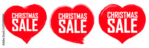 Set Christmas Sale banners design template, grunge brush collection, Xmas discount tags, grunge brush, vector illustration