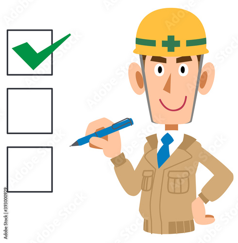 チェックする建築作業員の男性　上半身
