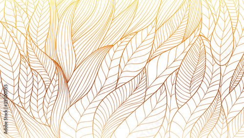 Wallpaper Mural Hand drawn Eco ornament. Stylized plant leaves. Abstract vector line art. Vintage pattern from wavy lines Torontodigital.ca
