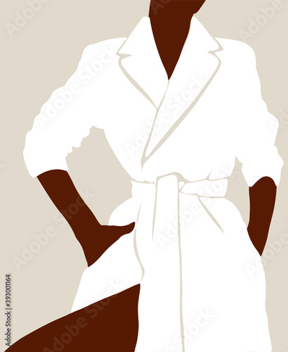 Vector hand drawn minimalistic illustration of girl. Creative artwork. Template for card, poster, banner, print for t-shirt, pin, badge, patch.