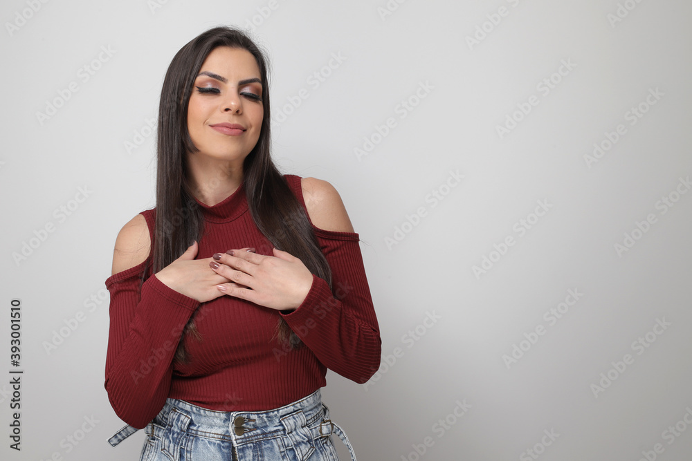 beautiful girl on white and gray background. beautiful girl on white and gray background.