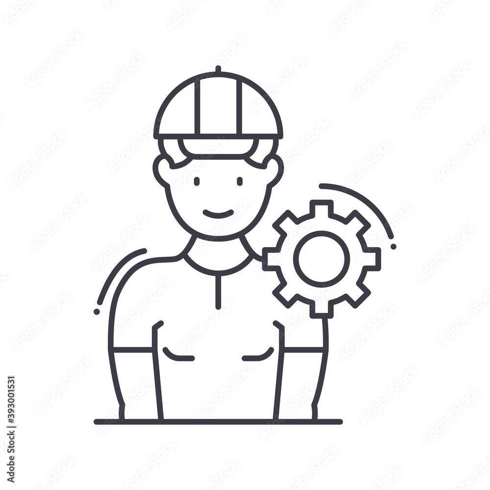 Technician professional icon, linear isolated illustration, thin line vector, web design sign, outline concept symbol with editable stroke on white background.