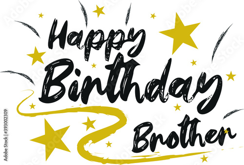 Papier peint Happy Birthday brother Hand drew gold and black wish