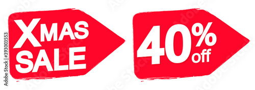 Xmas Sale, 40% off, banners design template, discount tags, app icons, vector illustration