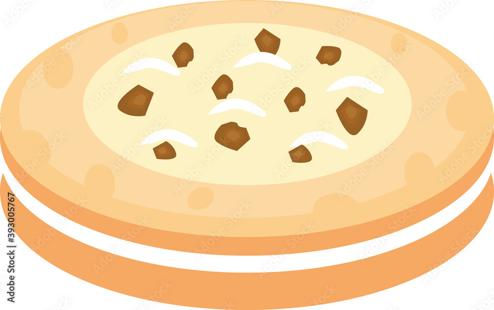 illustration of a biscuit with cream and chocochip illustration of a biscuit with cream and chocochip