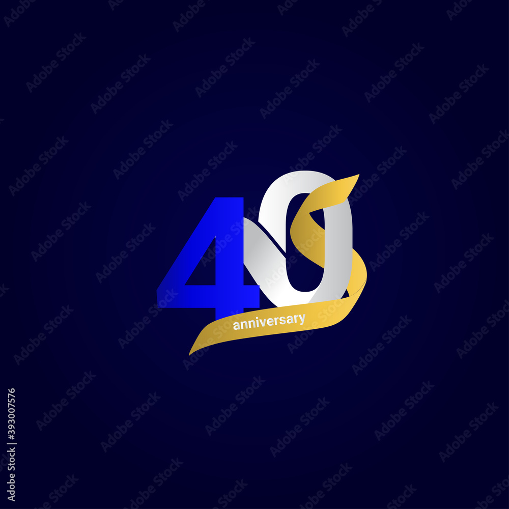 40 Years Anniversary Celebration Blue Ribbon Number Vector Template Design Illustration 40 Years Anniversary Celebration Blue Ribbon Number Vector Template Design Illustration