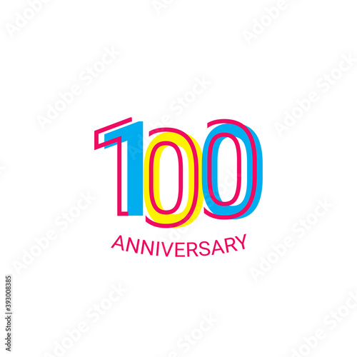 100 Years Anniversary Celebration Fun Line Vector Template Design Illustration