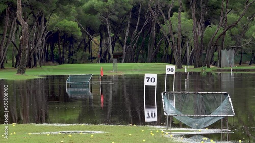 Quiet golf driving range after a rainy storm, spain eurpe photo