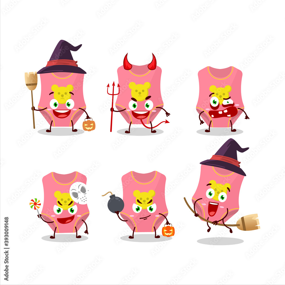 Halloween expression emoticons with cartoon character of baby swimsuit Halloween expression emoticons with cartoon character of baby swimsuit