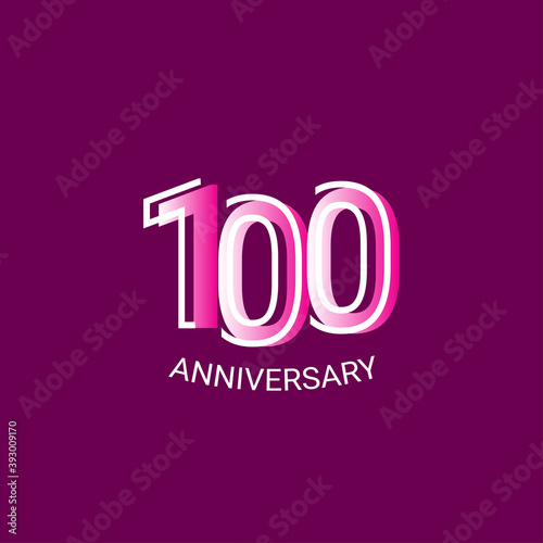 100 Years Anniversary Celebration Purple Line Vector Template Design Illustration